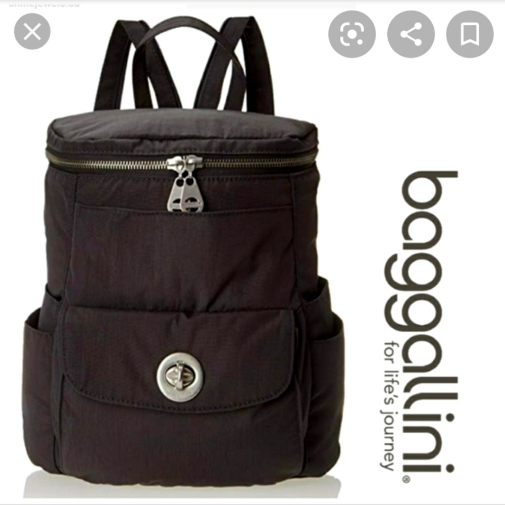 Baggallini Munich Black Nylon Backpack EUC